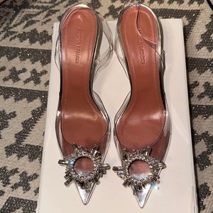AMINA MUADDI Begum Clear Crystal Slingback Pumps